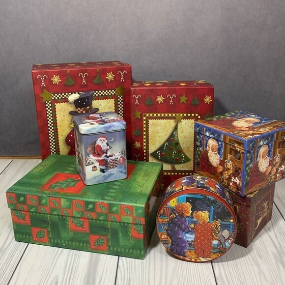 Christmas Holiday Gift Box and Tin Bundle - Picture 1 of 7